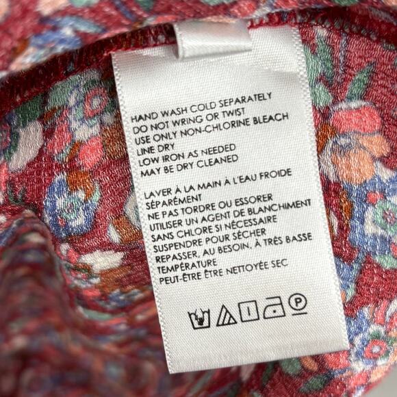 Anthropologie Emia Red Ruffled Floral Button Down Top - Picture 10 of 10